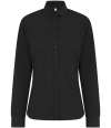 H583 Henbury Ladies Long Sleeved Cotton Feel Coolplus® Shirt Black colour image